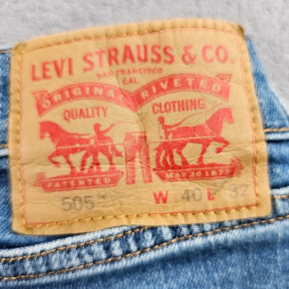 Levi's 505 Jeans Men's 40x32 Blue Denim Red Tab Streetwear Grunge‎ Straight Leg